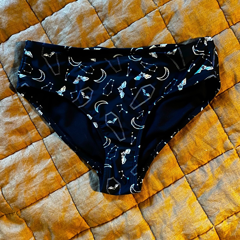 Bat and Coffin design women’s swim bottoms
